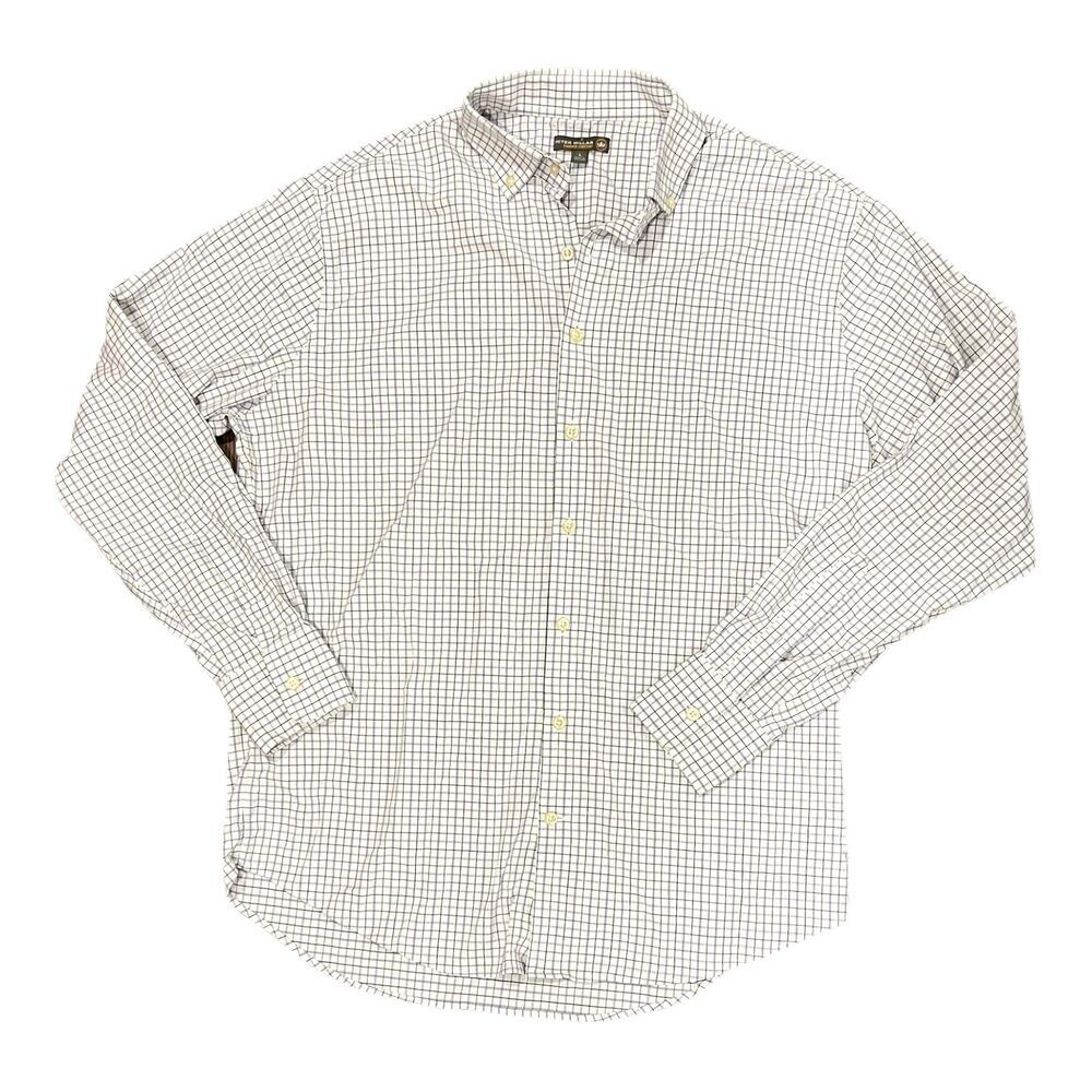 Peter Millar Summer Comfort Purple Check Lightweight Dress Shirt L
